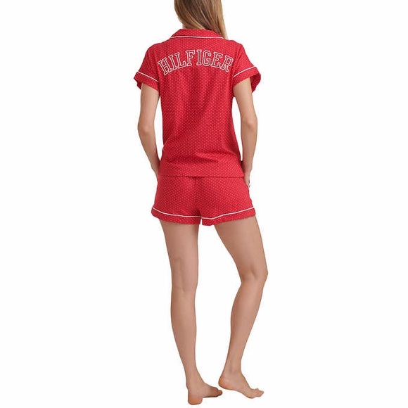 Tommy Hilfiger Red Pajama Set Short PJ Polka Dots - Picture 4 of 14